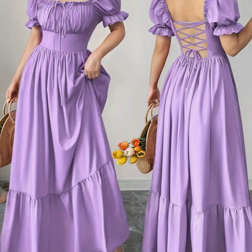 Elegant Lavender Off-Shoulder Dress